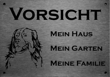 Edelstahl Warnschild Berner Sennenhund VORSICHT Mein Haus mein Garten meine Familie